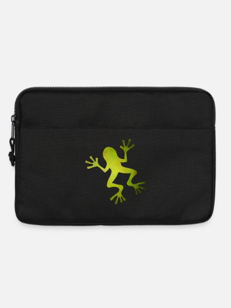 Grüne Frosch Silhouette in Tropen-Optik - Laptoptasche 13" - Schwarz