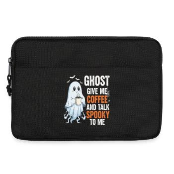 Spooky Ghost with Coffee Illustration - Laptop bag 13" - black - Front