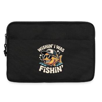 Poisson-grenouille drôle avec lunettes de soleil et casquette - Sacoche pour ordinateur portable 13 pouces - noir - Devant