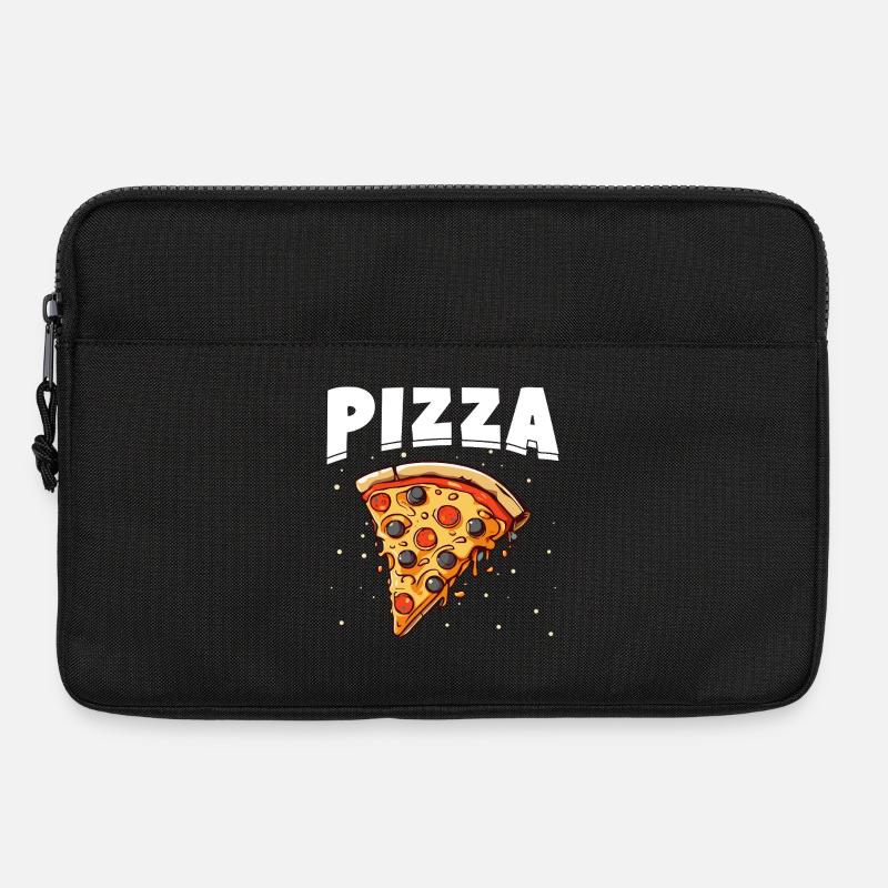 Pizzastück mit Schwarz und roten Belegen - Laptoptasche 13" - Schwarz