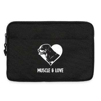 Rottweiler Muscle & Love Heart pour les fans de chiens - Sacoche pour ordinateur portable 13 pouces - noir - Devant
