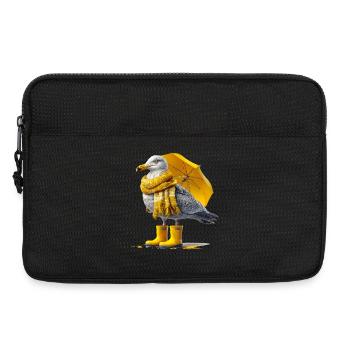 Seagull with yellow umbrella and boots - Laptop bag 13" - black - Front