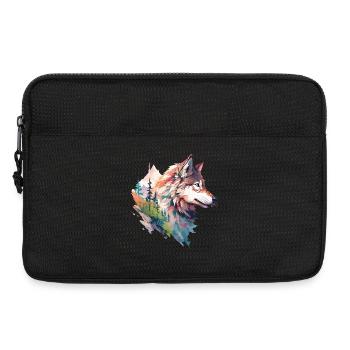 Wolf Wolfskopf Wald Natur Berge Wildnis Bunt - Laptoptasche 13" - Schwarz - Vorne
