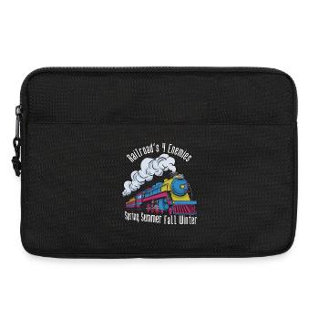 Bunte Dampfokomotive Jahreszeiten, Verspätung Bahn - Laptoptasche 13" - Schwarz - Vorne