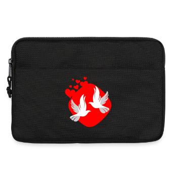 Colombe d amour sur fond rouge - Sacoche pour ordinateur portable 13 pouces - noir - Devant