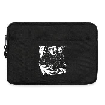 Le chimpanzé espiègle boit une bière - Sacoche pour ordinateur portable 13 pouces - noir - Devant