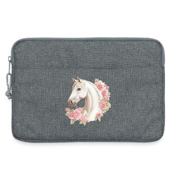 Roses vintage de chevaux - Sacoche pour ordinateur portable 13 pouces - gris chiné - Devant