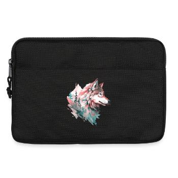 Wolf Wolfskopf Wald Natur Berge Wildnis Bunt - Laptoptasche 13" - Schwarz - Vorne