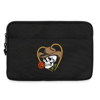 Skeleton cowboy with rose and hat - Laptop bag 13" - black - Front