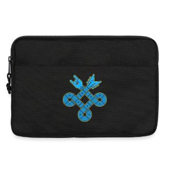 Neonblauer Gitarrenknoten-Emblem - Laptoptasche 13" - Schwarz - Vorne