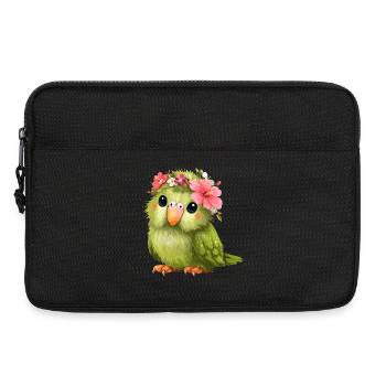 Perroquet en couronne de fleurs - Sacoche pour ordinateur portable 13 pouces - noir - Devant