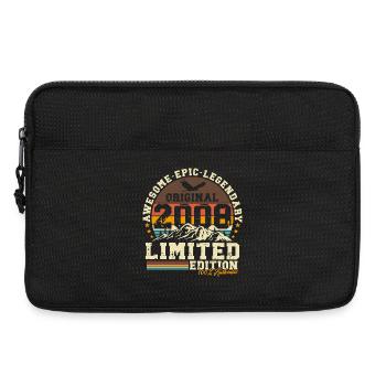 Cadeau rétro vintage pour le 18e anniversaire 2008 - Sacoche pour ordinateur portable 13 pouces - noir - Devant