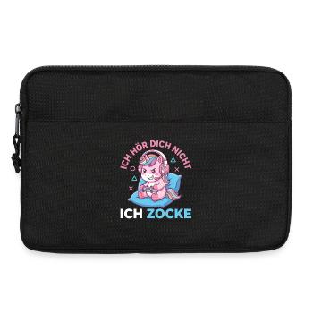 Lustiges Gamer Einhorn Headset Zocken Spruch - Laptoptasche 13" - Schwarz - Vorne
