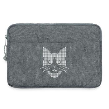 Visage de chat en demi-teinte - Sacoche pour ordinateur portable 13 pouces - gris chiné - Devant