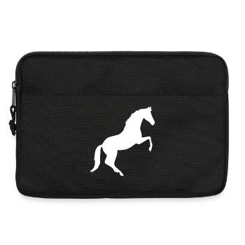 Pferde Silhouetten weiß Geschenk Reiter - Laptoptasche 13" - Schwarz - Vorne