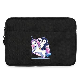 Le manchot chevauche la licorne - Sacoche pour ordinateur portable 13 pouces - noir - Devant