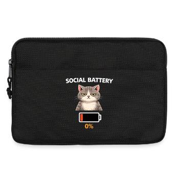 Chat à faible batterie sociale - Sacoche pour ordinateur portable 13 pouces - noir - Devant
