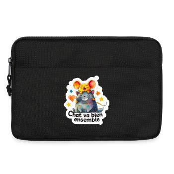 Chat et Souris Heureux Ensemble - Sacoche pour ordinateur portable 13 pouces - noir - Devant