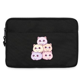 Pastellkatzen Haufen Kuschelfreudig - Laptoptasche 13" - Schwarz - Vorne