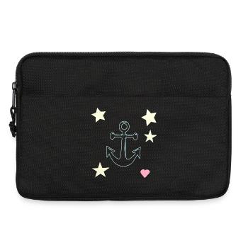 Anchor Hand Drawing with Star Heart - Laptop bag 13" - black - Front
