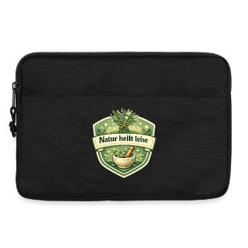 Natur heilt leise Kräuterlogo - Laptoptasche 13" - Schwarz - Vorne