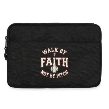 Walk By Faith Not By Pitch Christian Baseball - Laptop bag 13" - black - Front