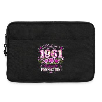 Woman's 65th Birthday Gift - 1961 Floral Birthday - Laptop bag 13" - black - Front