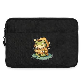 Frosch im Regenmantel - Laptoptasche 13" - Schwarz - Vorne