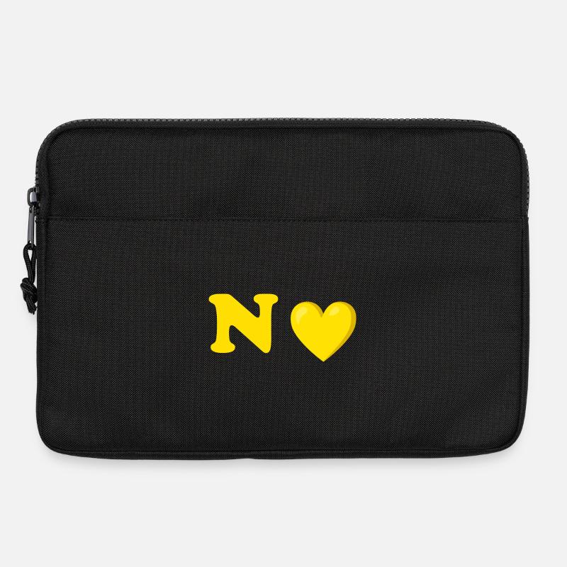 Gelbes Herz-Buchstaben-Design - Laptoptasche 13" - Schwarz