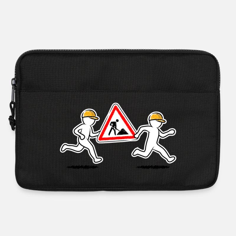 Two construction workers carry a construction site sign - Laptop bag 13" - black