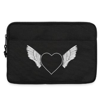 Heart with wings- white- - Laptop bag 13" - black - Front