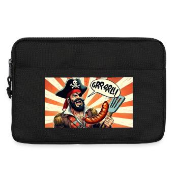 Pirat mit Wurstgrill - Laptoptasche 13" - Schwarz - Vorne