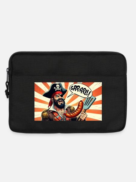 Pirat mit Wurstgrill - Laptoptasche 13" - Schwarz