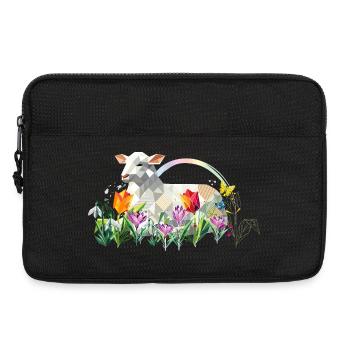 Frühlingslamm mit Blumen und Schmetterlingen - Laptoptasche 13" - Schwarz - Vorne