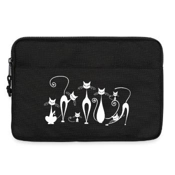 Playful Cats Silhouettes in Sketch Style - Laptop bag 13" - black - Front