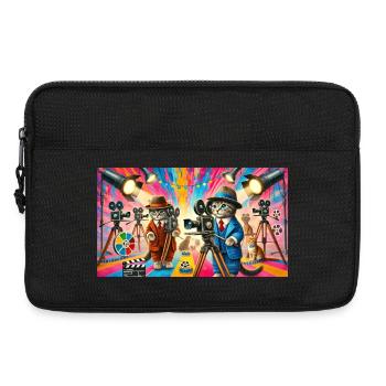 Colorful Cinema Cats on a Movie Set - Laptop bag 13" - black - Front