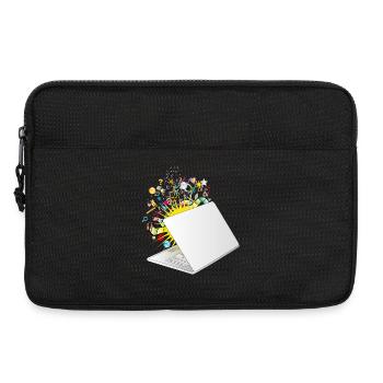 Un ordinateur portable à moitié ouvert avec beaucoup de symboles - Sacoche pour ordinateur portable 13 pouces - noir - Devant