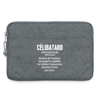 Célibatard - Humour noir pour Célibataire - Sacoche pour ordinateur portable 13 pouces - gris chiné - Devant