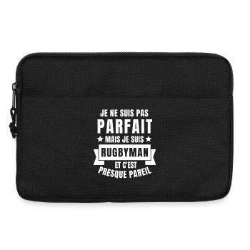 rugby, rugby humour, rugby sport - Sacoche pour ordinateur portable 13 pouces - noir - Devant