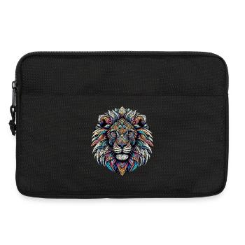 Löwe mit Mandalas verziert - Laptoptasche 13" - Schwarz - Vorne
