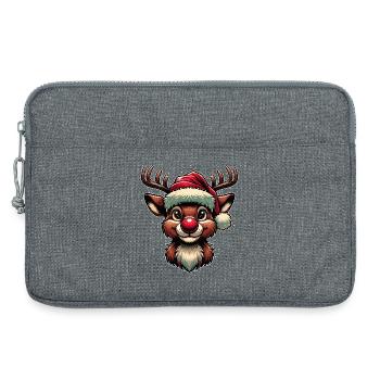 Motif de Noël festif Rudolf le renne - Sacoche pour ordinateur portable 13 pouces - gris chiné - Devant