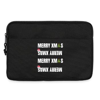 Merry Xmas Blockschrift mit Ornamenten - Laptoptasche 13" - Schwarz - Vorne