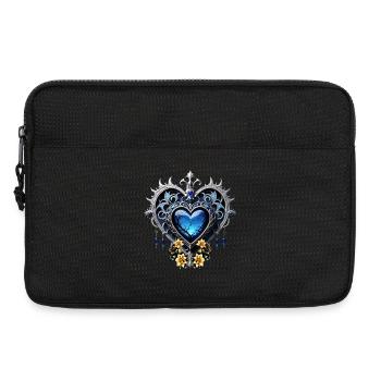 Magnifique coeur gothique noble aux couleurs bleues - Sacoche pour ordinateur portable 13 pouces - noir - Devant