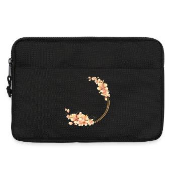 Peach blossom wreath in velvety-soft peach tone - Laptop bag 13" - black - Front