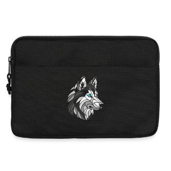 Husky noir et blanc avec yeux bleux, géométrique - Sacoche pour ordinateur portable 13 pouces - noir - Devant