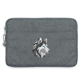 Schwarz-weißer Husky mit blauen Augen, geometrisch - Laptoptasche 13" - Grau meliert - Vorne