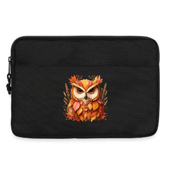 beau hibou, conçu à partir de différentes feuilles - Sacoche pour ordinateur portable 13 pouces - noir - Devant