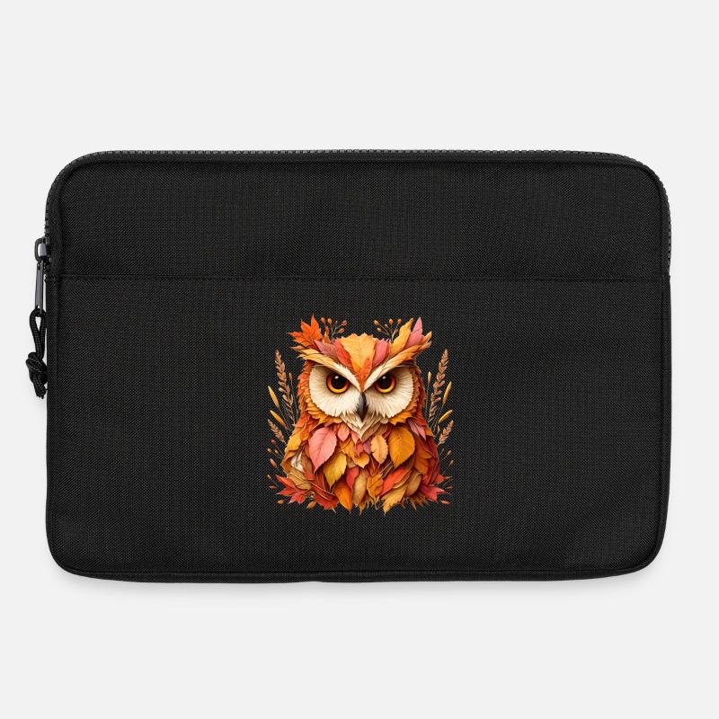 schöne Eule, gestaltet aus verschiedenen Blättern - Laptoptasche 13" - Schwarz