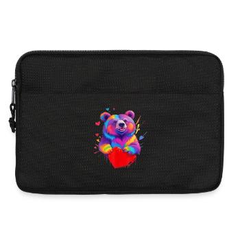 Colorful Grizzly Bear Heart - Laptop bag 13" - black - Front