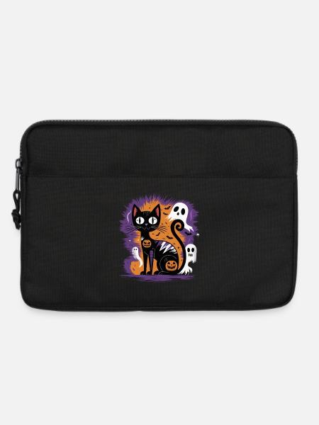 Gruselige Halloween-Katze - Laptoptasche 13" - Schwarz